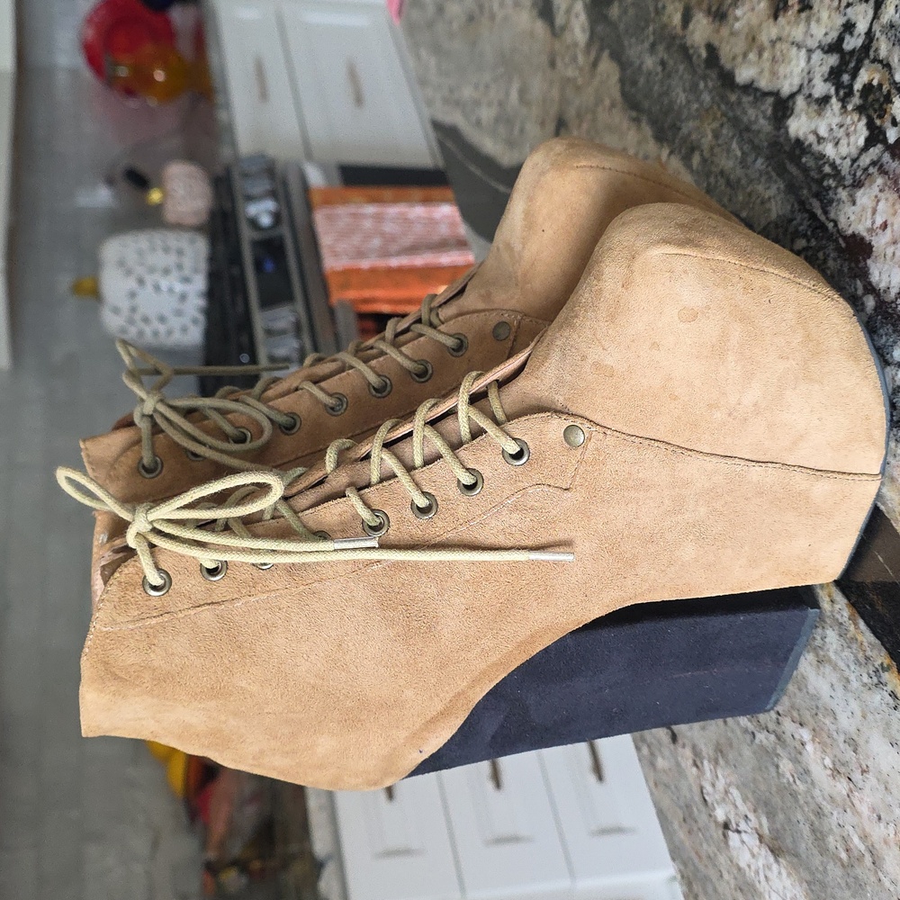 CLEAN Jeffery Campbell Freda Lace Up Boots Booties Size 10 - Picture 9 of 11